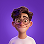 Cartoon avatar of a young man with brown hair and glasses on a purple background.
